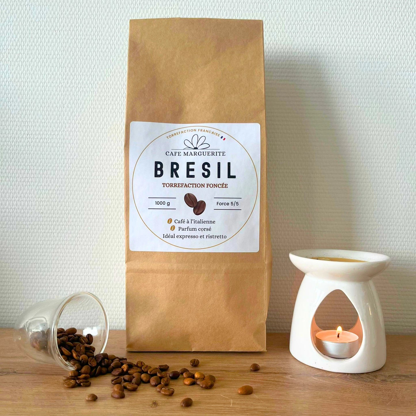 Café Brésil – Arabica Nature, Torréfaction Foncée, Torréfié en France