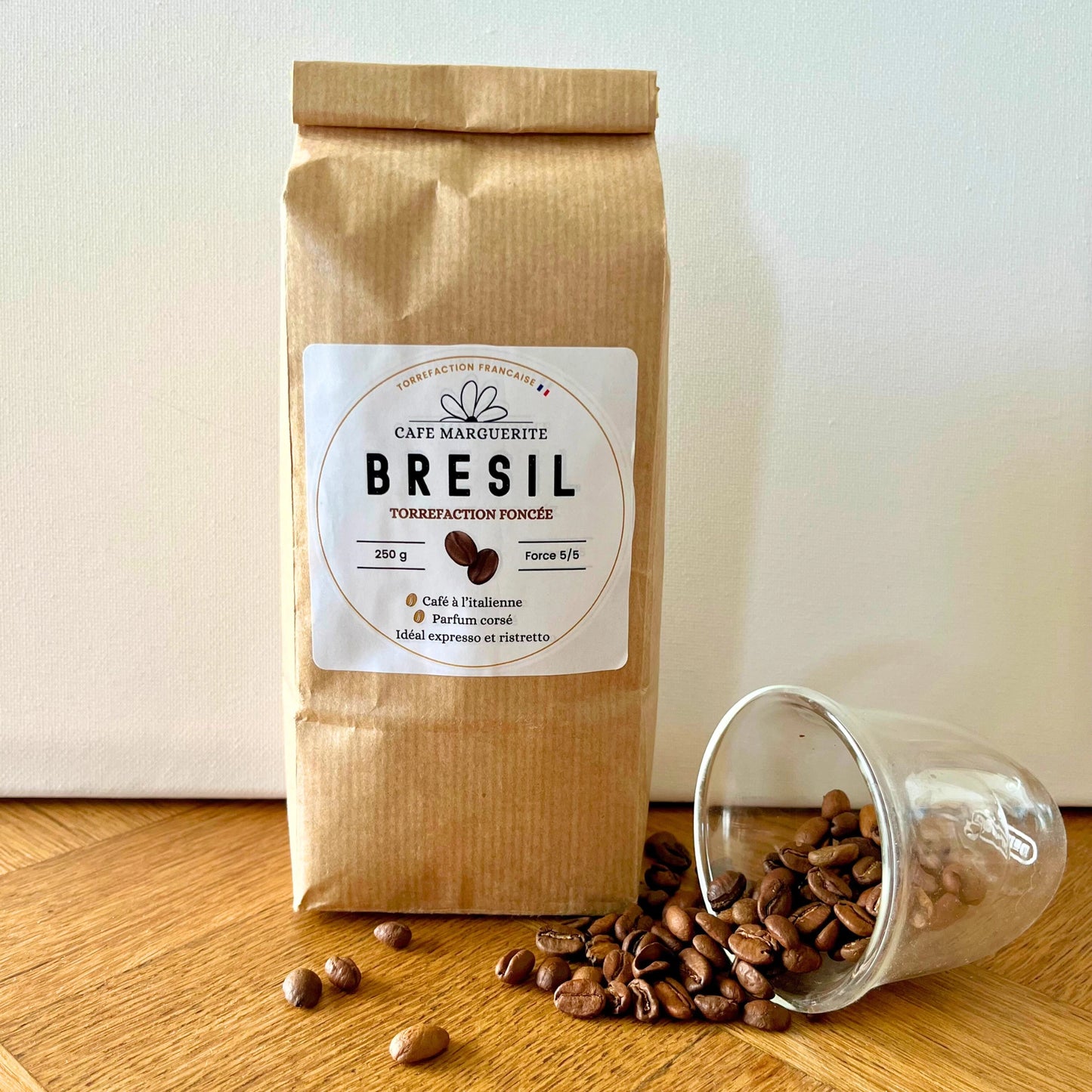 Café Brésil – Arabica Nature, Torréfaction Foncée, Torréfié en France