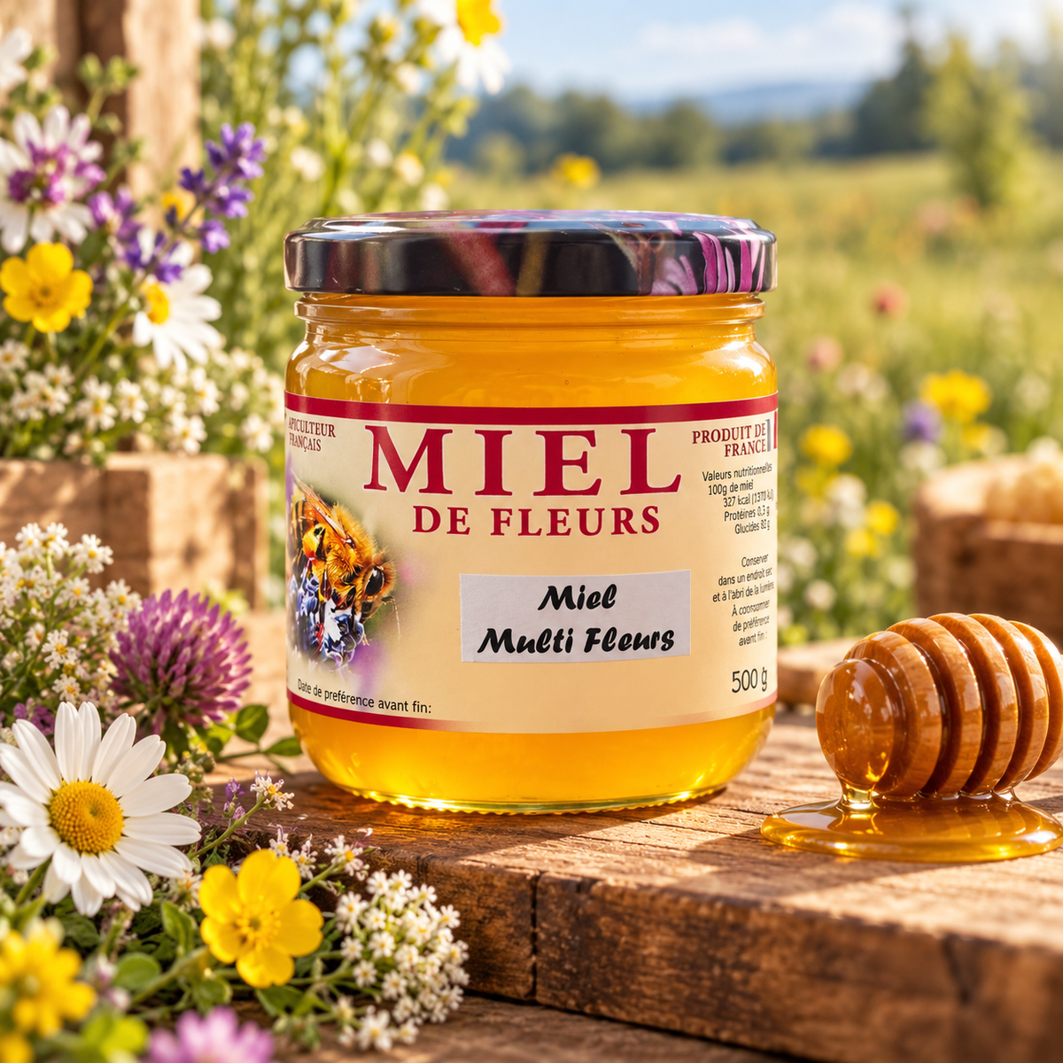 Miel Multifleurs artisanal — doux et fruité (500 g)