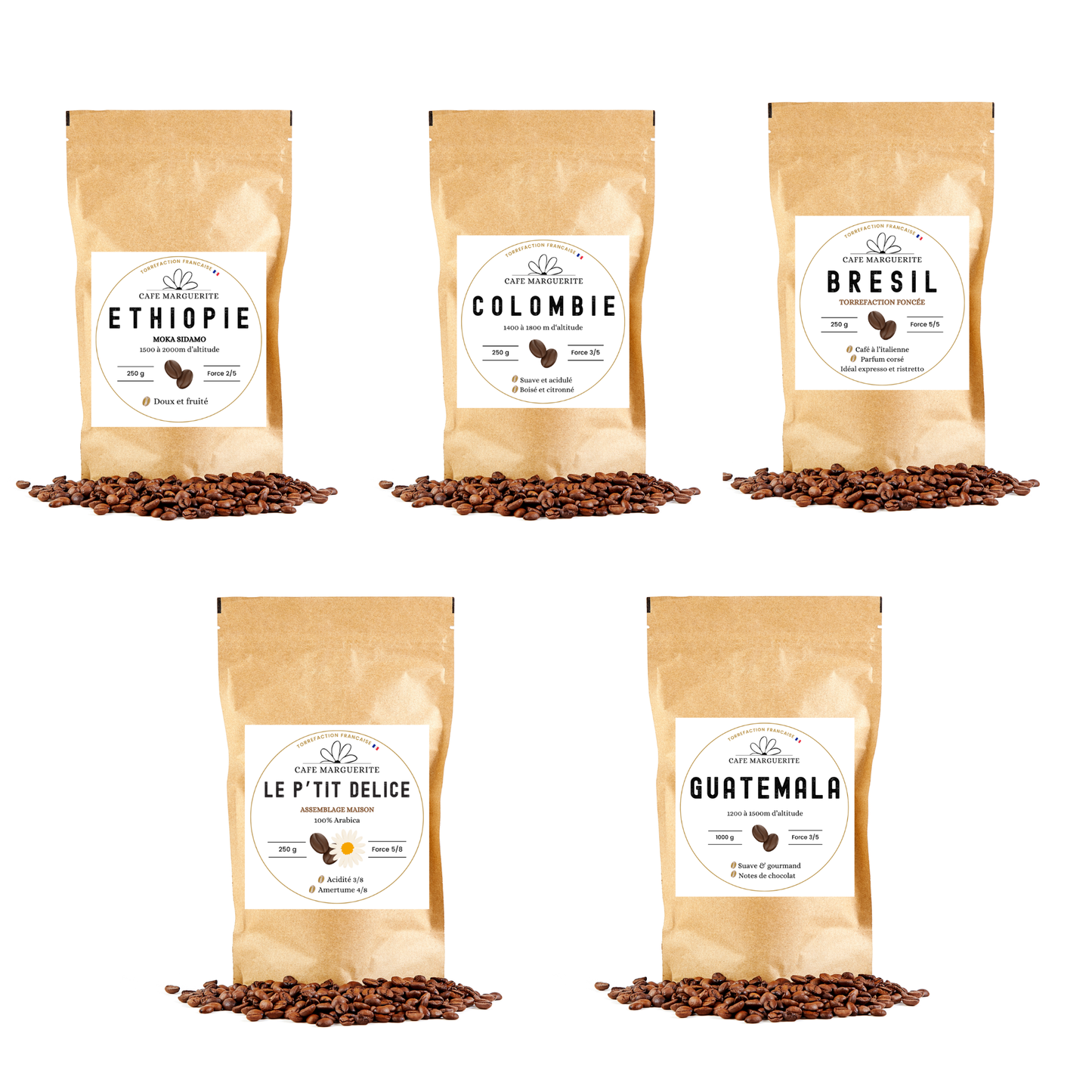 Coffret découverte - Découvrez 5 Cafés d'Exception, Torréfiés en France